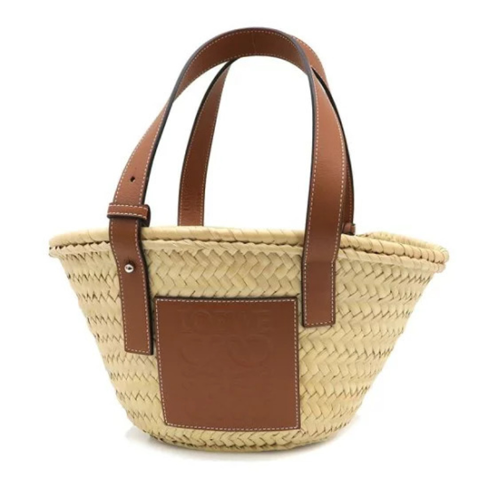 Loewe Leather Basket Tote tan calfskin anagram embossed logo